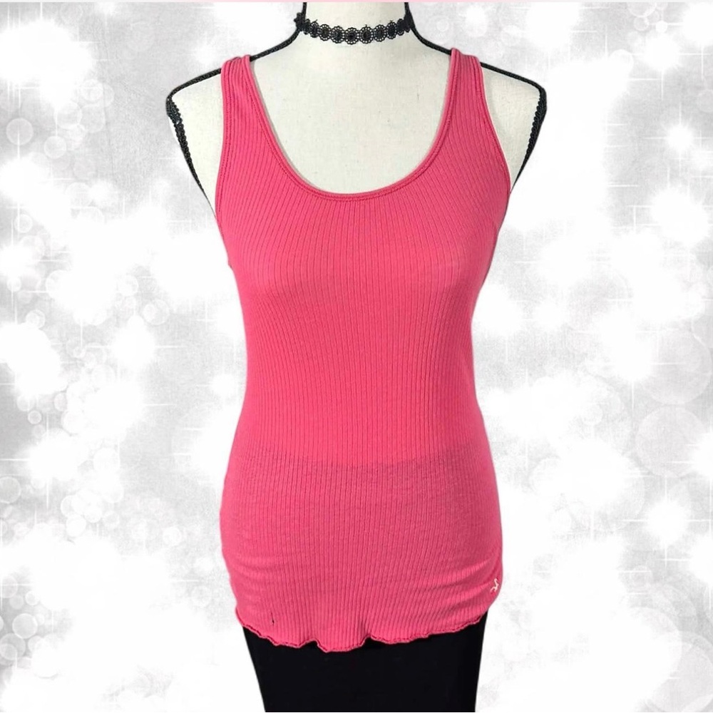 Hollister Y2K Pink Ribbed Tank Top
